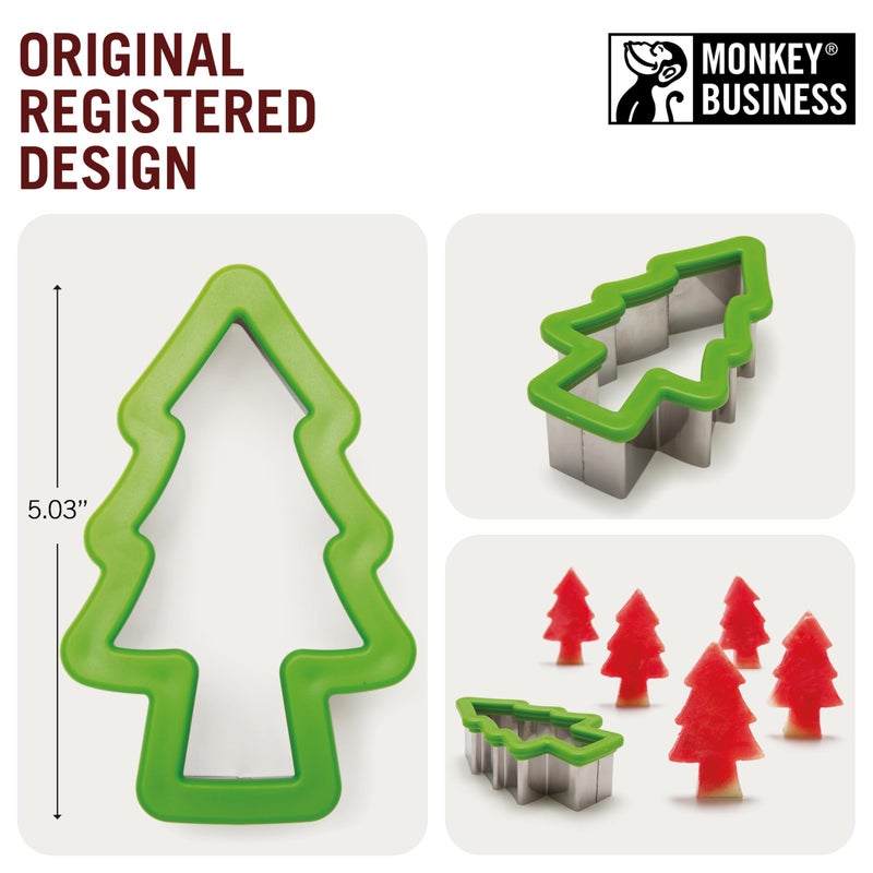 Monkey Business Pepo Watermelon Popsicle Cutter Mold, Stainless Steel Watermelon Slicer, Fun Forest Tree Shape Sandwich, and Cookie Cutter for Fruits - Image 4